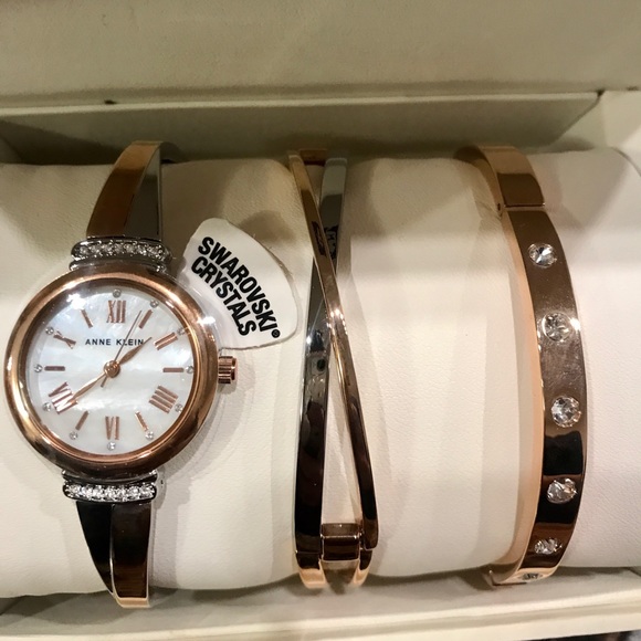Anne Klein watch/bracelet set—Swarovski crystals - Picture 2 of 3